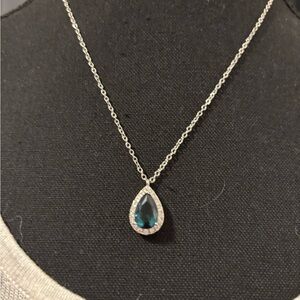 Elegant Blue Gemstone Silver Necklace